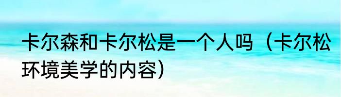 卡尔森和卡尔松是一个人吗（卡尔松环境美学的内容）