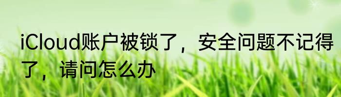 iCloud账户被锁了，安全问题不记得了，请问怎么办