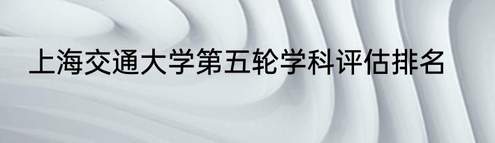 上海交通大学第五轮学科评估排名