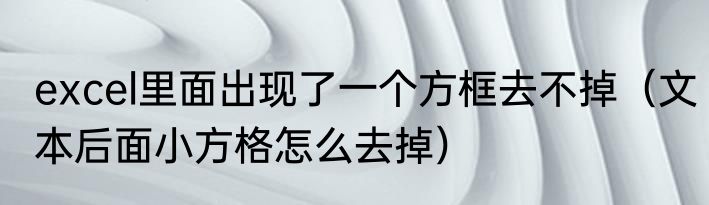 excel里面出现了一个方框去不掉（文本后面小方格怎么去掉）
