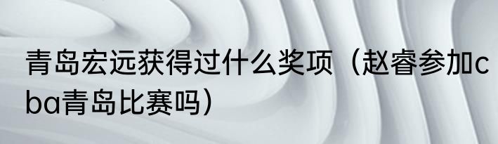 青岛宏远获得过什么奖项（赵睿参加cba青岛比赛吗）