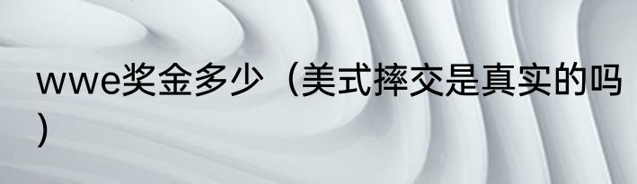 wwe奖金多少（美式摔交是真实的吗）