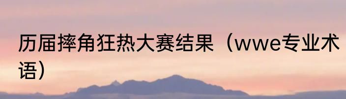 历届摔角狂热大赛结果（wwe专业术语）