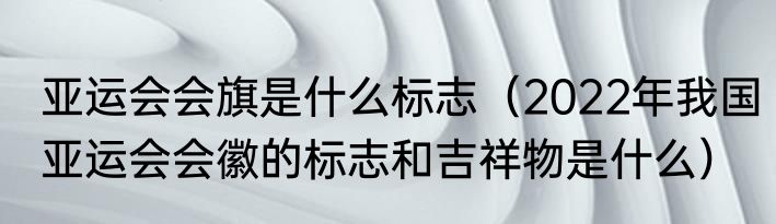 亚运会会旗是什么标志（2022年我国亚运会会徽的标志和吉祥物是什么）