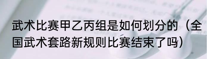 武术比赛甲乙丙组是如何划分的（全国武术套路新规则比赛结束了吗）
