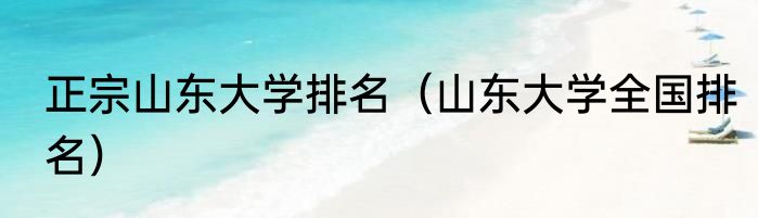 正宗山东大学排名（山东大学全国排名）