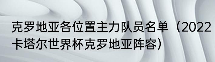 克罗地亚各位置主力队员名单（2022卡塔尔世界杯克罗地亚阵容）