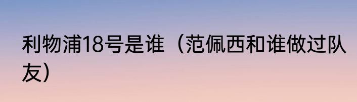 利物浦18号是谁（范佩西和谁做过队友）