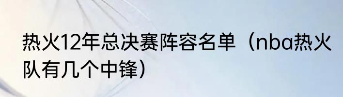 热火12年总决赛阵容名单（nba热火队有几个中锋）