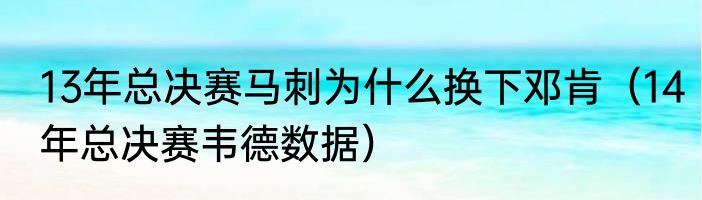 13年总决赛马刺为什么换下邓肯（14年总决赛韦德数据）
