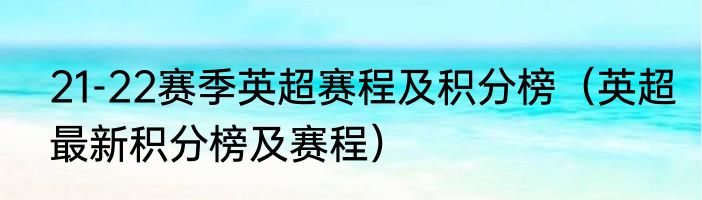 21-22赛季英超赛程及积分榜（英超最新积分榜及赛程）