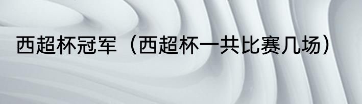西超杯冠军（西超杯一共比赛几场）
