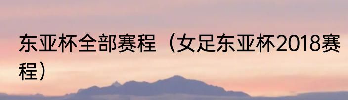 东亚杯全部赛程（女足东亚杯2018赛程）