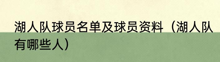 湖人队球员名单及球员资料（湖人队有哪些人）