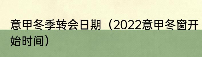 意甲冬季转会日期（2022意甲冬窗开始时间）