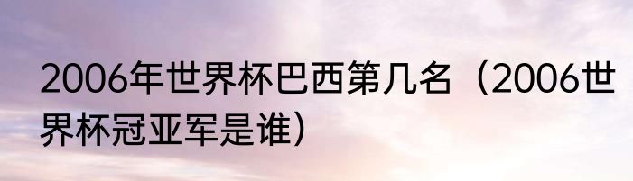 2006年世界杯巴西第几名（2006世界杯冠亚军是谁）