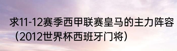 求11-12赛季西甲联赛皇马的主力阵容（2012世界杯西班牙门将）
