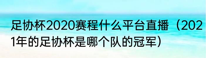 足协杯2020赛程什么平台直播（2021年的足协杯是哪个队的冠军）