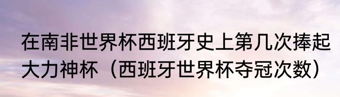 在南非世界杯西班牙史上第几次捧起大力神杯（西班牙世界杯夺冠次数）