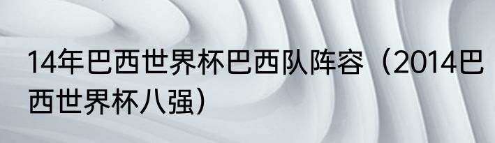 14年巴西世界杯巴西队阵容（2014巴西世界杯八强）