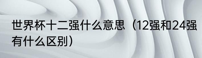 世界杯十二强什么意思（12强和24强有什么区别）