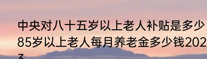 中央对八十五岁以上老人补贴是多少  85岁以上老人每月养老金多少钱2023