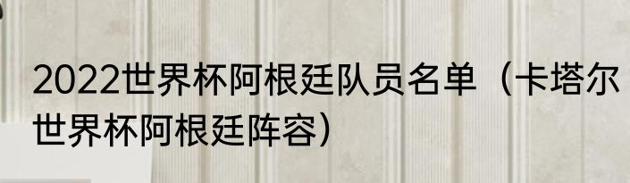 2022世界杯阿根廷队员名单（卡塔尔世界杯阿根廷阵容）