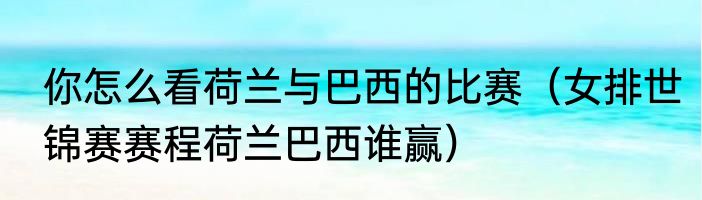 你怎么看荷兰与巴西的比赛（女排世锦赛赛程荷兰巴西谁赢）
