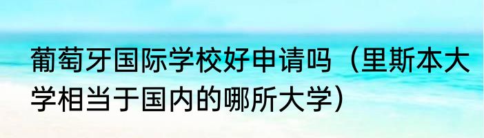 葡萄牙国际学校好申请吗（里斯本大学相当于国内的哪所大学）