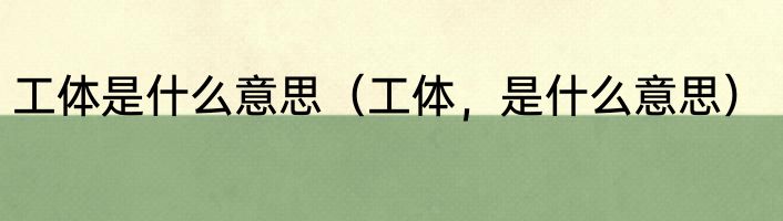 工体是什么意思（工体，是什么意思）