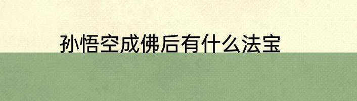 孙悟空成佛后有什么法宝