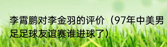 李霄鹏对李金羽的评价（97年中美男足足球友谊赛谁进球了）