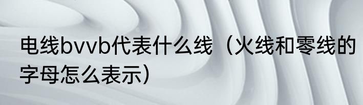 电线bvvb代表什么线（火线和零线的字母怎么表示）