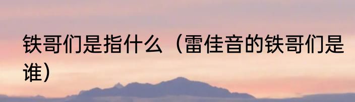 铁哥们是指什么（雷佳音的铁哥们是谁）