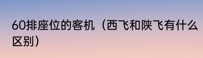 60排座位的客机（西飞和陕飞有什么区别）