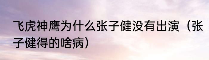 飞虎神鹰为什么张子健没有出演（张子健得的啥病）
