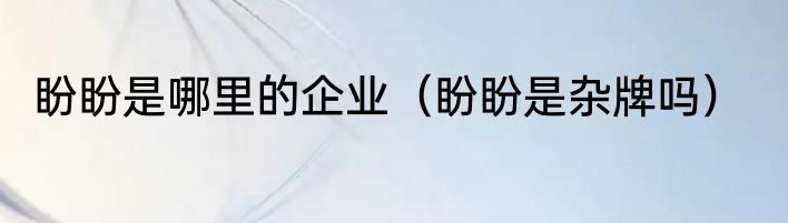 盼盼是哪里的企业（盼盼是杂牌吗）
