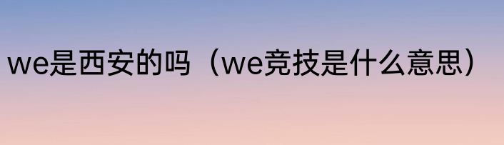 we是西安的吗（we竞技是什么意思）