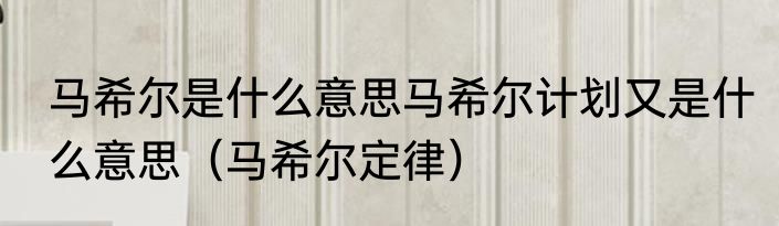 马希尔是什么意思马希尔计划又是什么意思（马希尔定律）