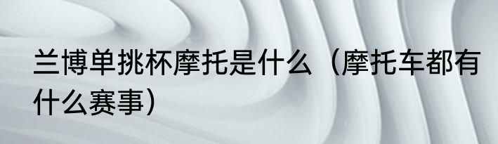 兰博单挑杯摩托是什么（摩托车都有什么赛事）