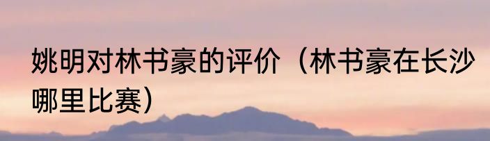 姚明对林书豪的评价（林书豪在长沙哪里比赛）