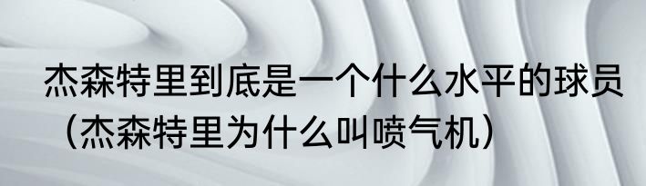 杰森特里到底是一个什么水平的球员（杰森特里为什么叫喷气机）