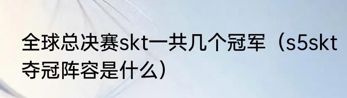 全球总决赛skt一共几个冠军（s5skt夺冠阵容是什么）