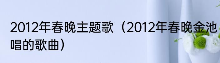 2012年春晚主题歌（2012年春晚金池唱的歌曲）