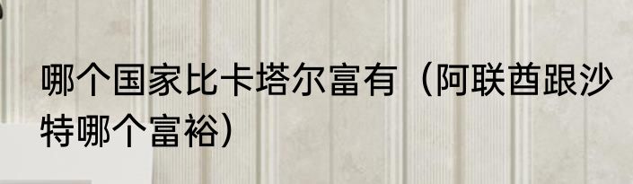 哪个国家比卡塔尔富有（阿联酋跟沙特哪个富裕）