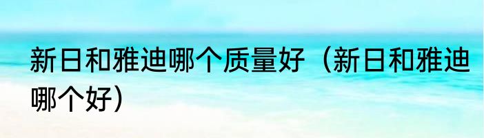 新日和雅迪哪个质量好（新日和雅迪哪个好）