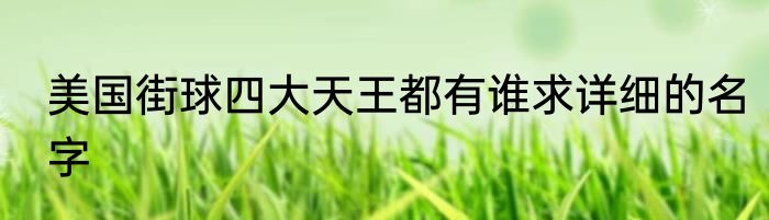 美国街球四大天王都有谁求详细的名字