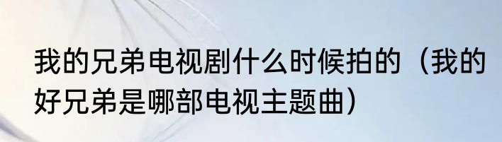 我的兄弟电视剧什么时候拍的（我的好兄弟是哪部电视主题曲）