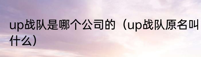 up战队是哪个公司的（up战队原名叫什么）
