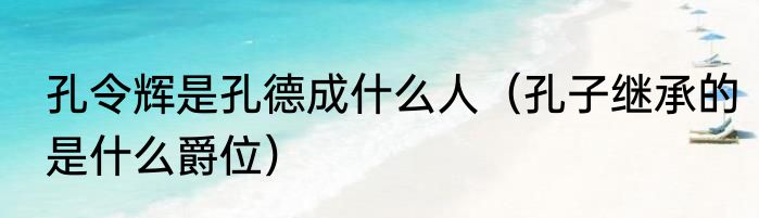 孔令辉是孔德成什么人（孔子继承的是什么爵位）